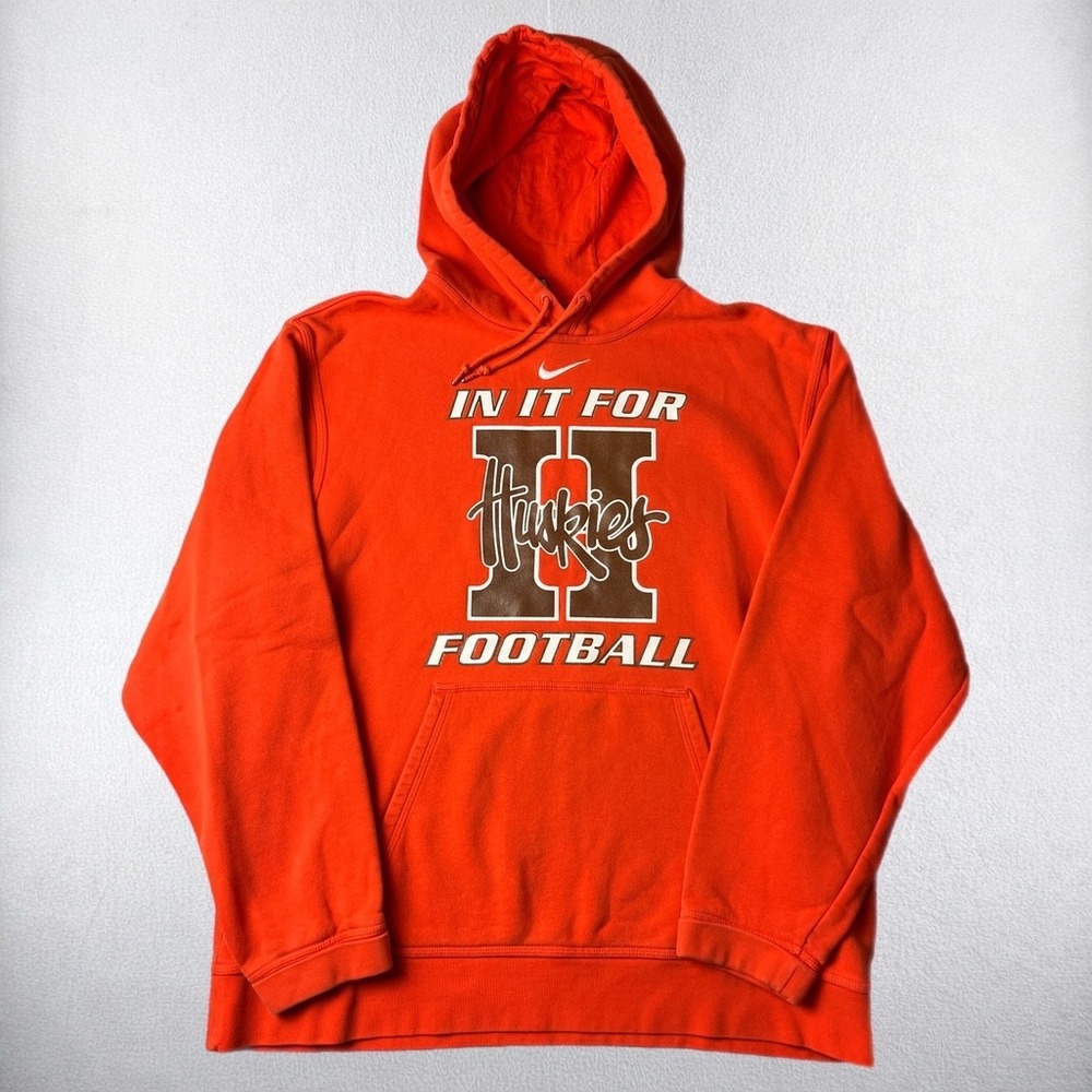 Nike Huskies Football Hoodie Mens XL Orange In It For Pullover Sweatshirt NCAA